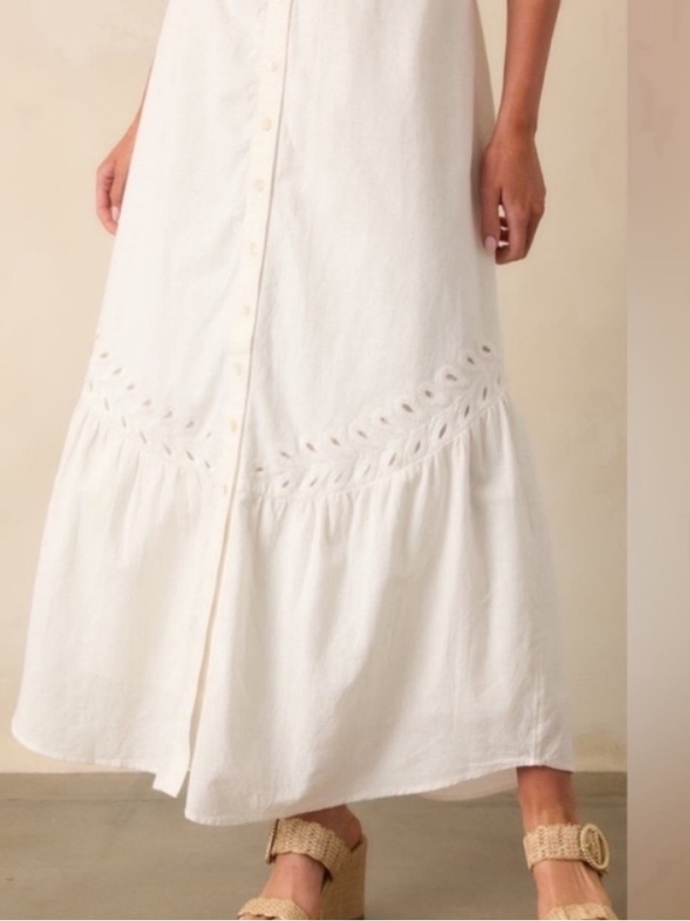 The Z Supply White Citadelle Embroidered Linen Maxi Dress - Picture 11 of 11